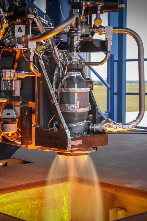 A picture of a rocket engine firing